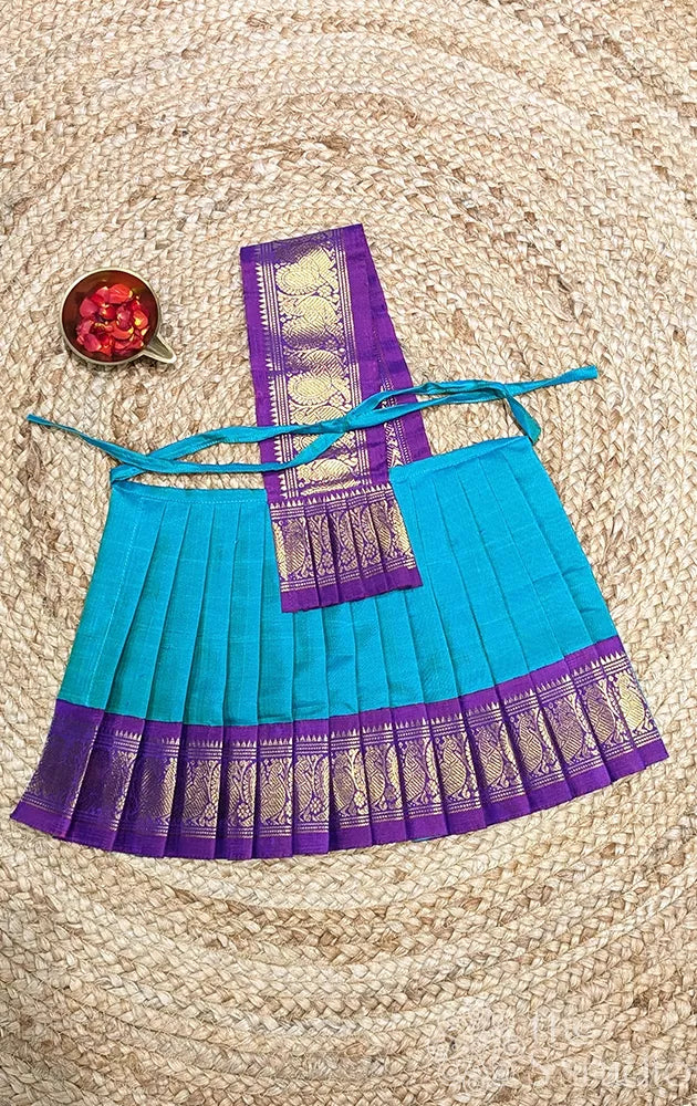 Sea blue with purple getti border 10 Inch goddess vasthram
