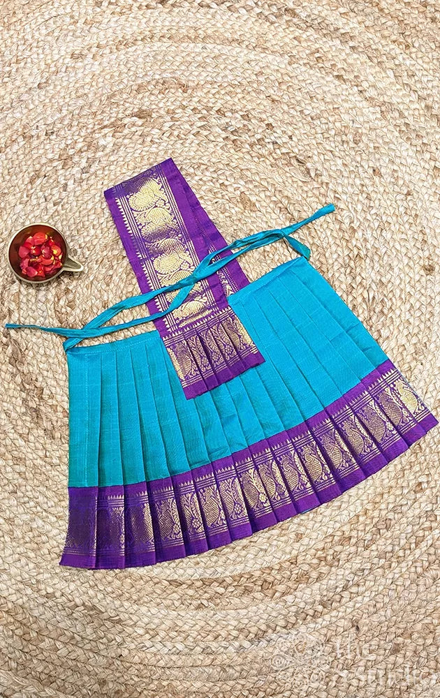 Sea blue with purple getti border 10 Inch goddess vasthram