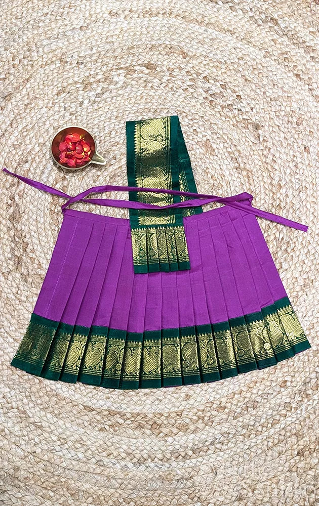 Purple with green getti border 10 Inch goddess vasthram