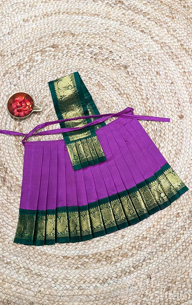 Purple with green getti border 10 Inch goddess vasthram