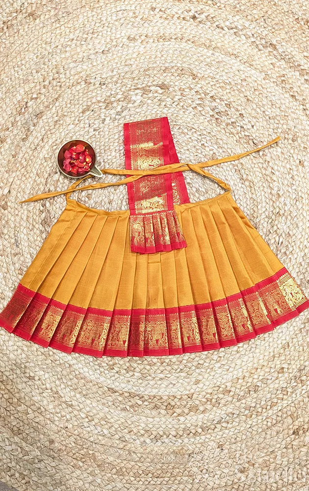 Mustard with red getti border 10 Inch goddess vasthram