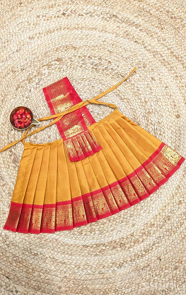 Mustard with red getti border 10 Inch goddess vasthram