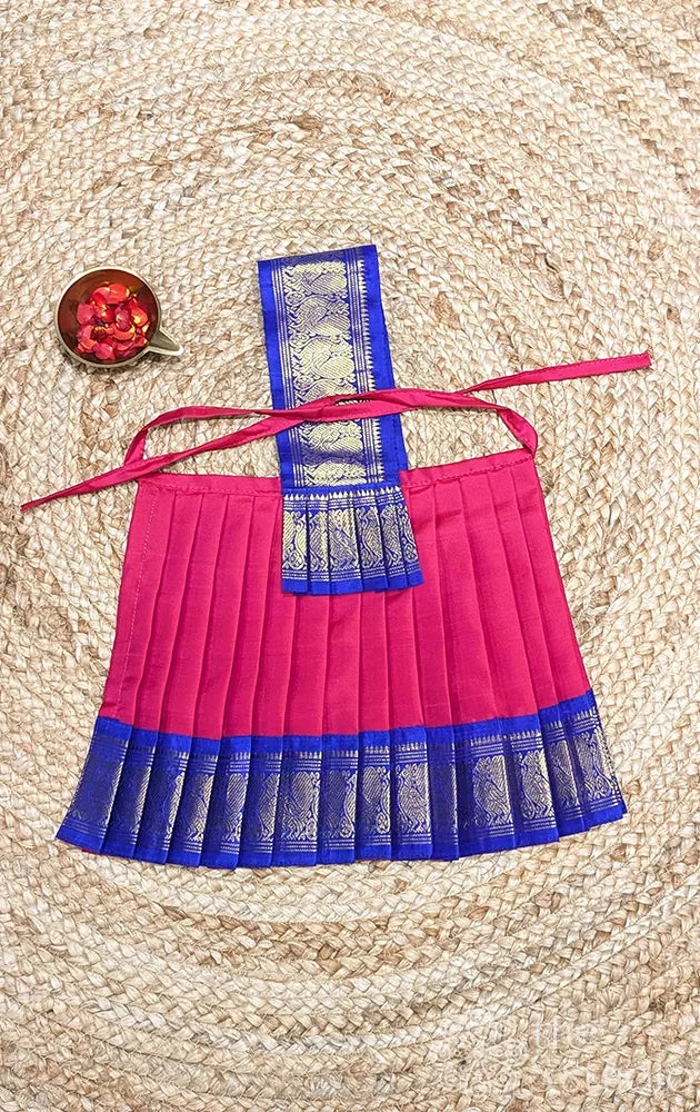Rani pink with royal blue getti border 10 Inch goddess vasthram