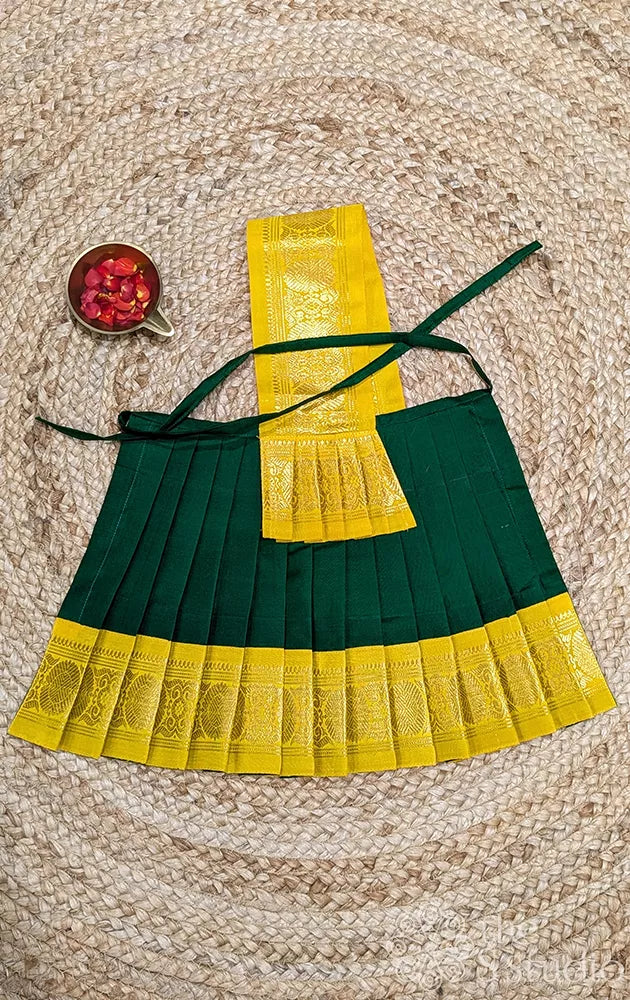 Green with yellow getti border 10 Inch goddess vasthram