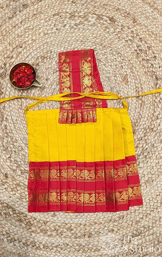 Yellow with red rettaipet border 10 Inch goddess vasthram