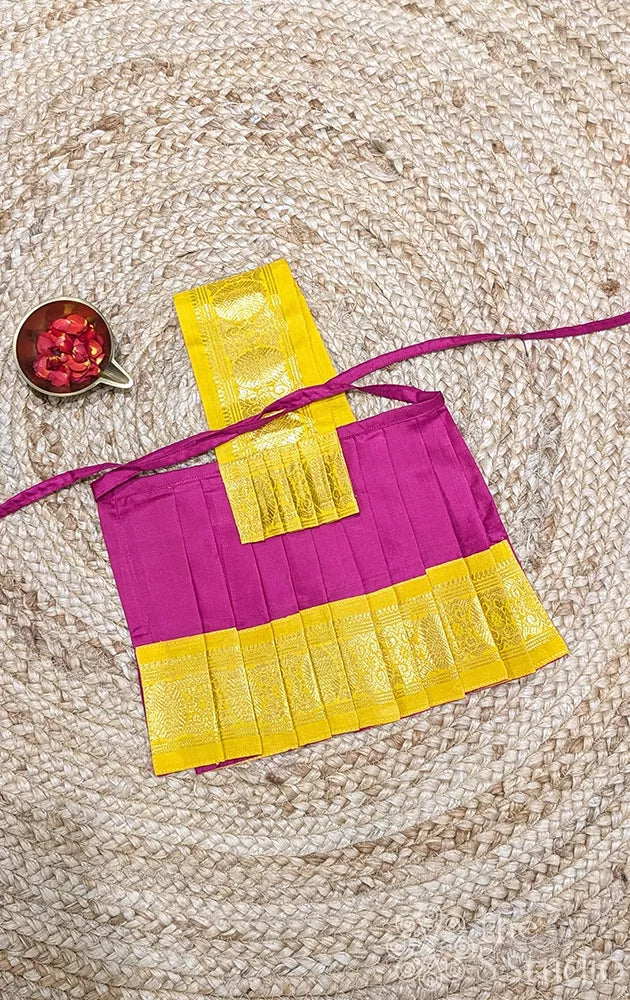 Magenta with yellow getti border 8 Inch goddess vasthram