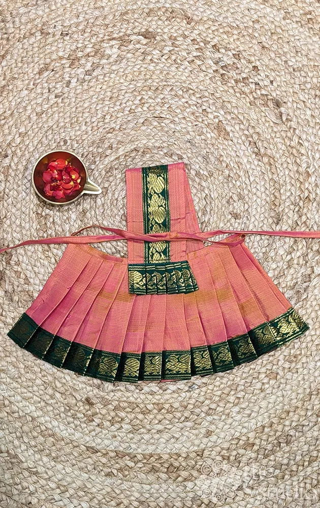 Peach with green border 6 Inch goddess vasthram