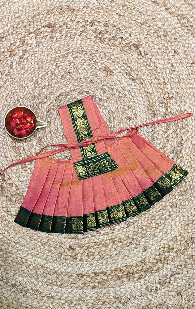 Peach with green border 6 Inch goddess vasthram