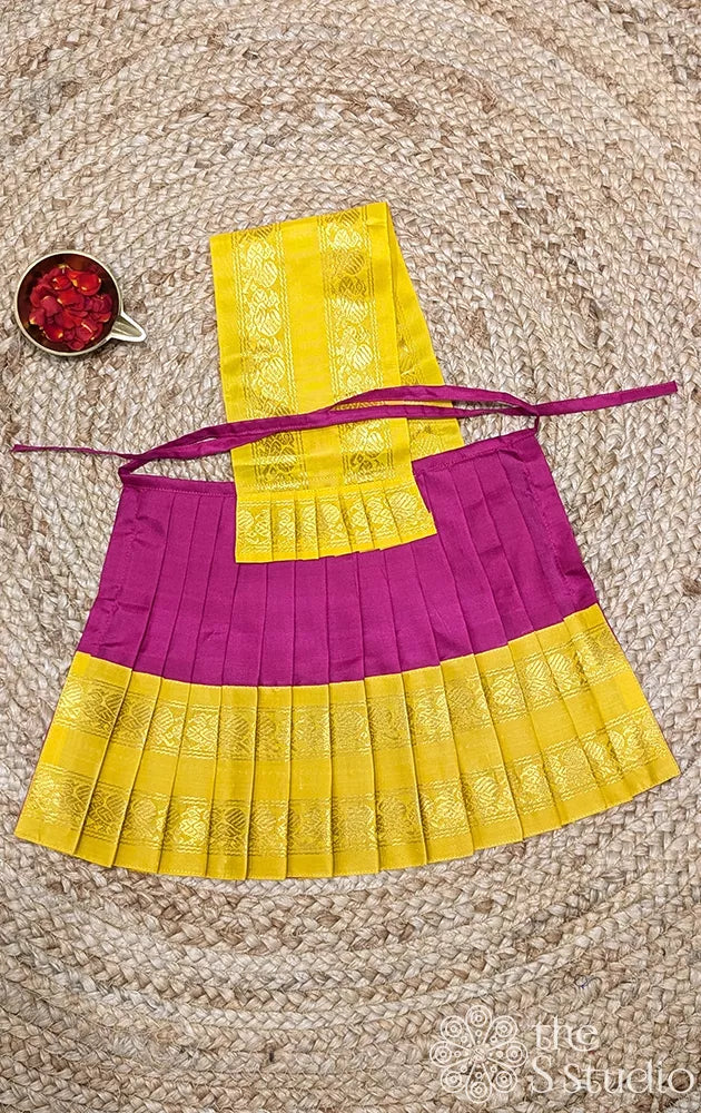 Magenta with yellow rettaipet border 10 Inch goddess vasthram