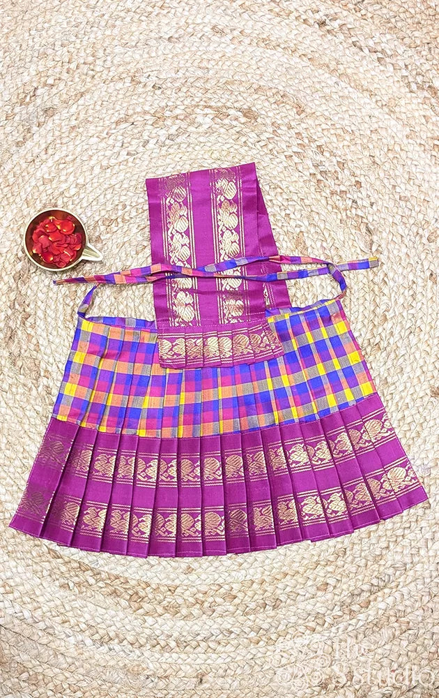 Multicolour with rettaipet purple border 10 Inch goddess vasthram