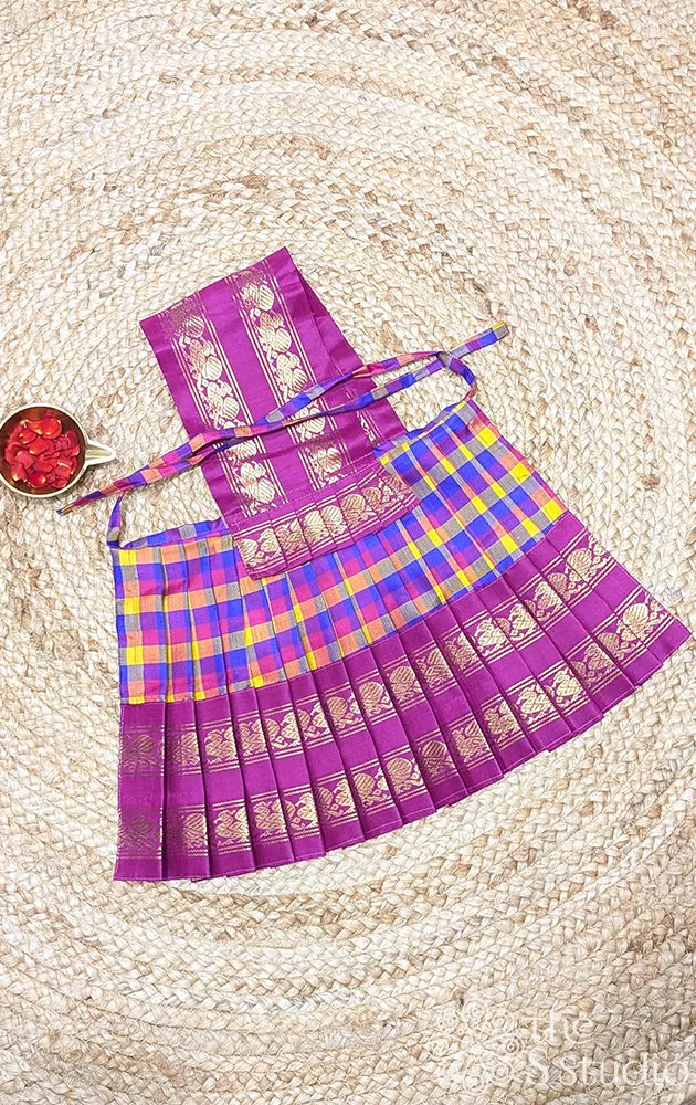 Multicolour with rettaipet purple border 10 Inch goddess vasthram