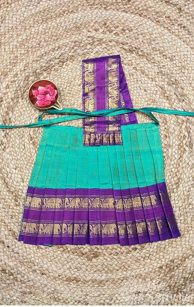 Sea green with purple rettaipet border 10 Inch goddess vasthram