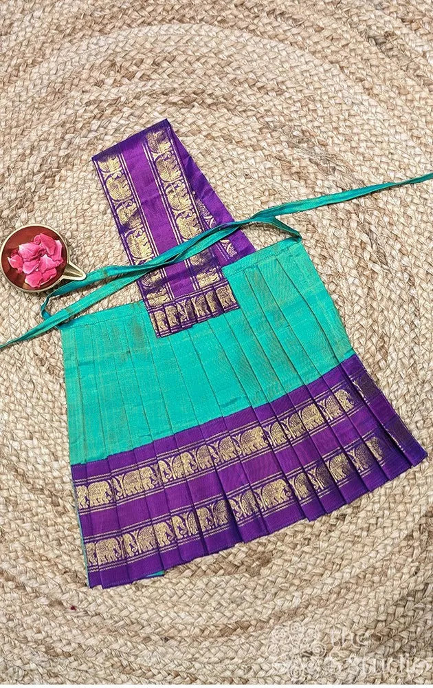 Sea green with purple rettaipet border 10 Inch goddess vasthram