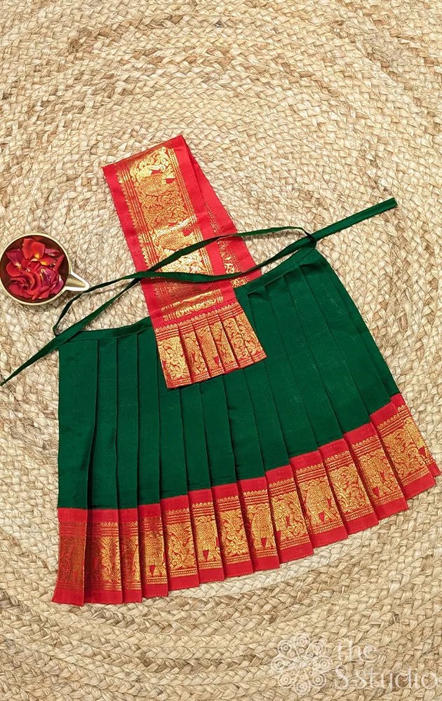 Green with red getti border 10 Inch goddess vasthram