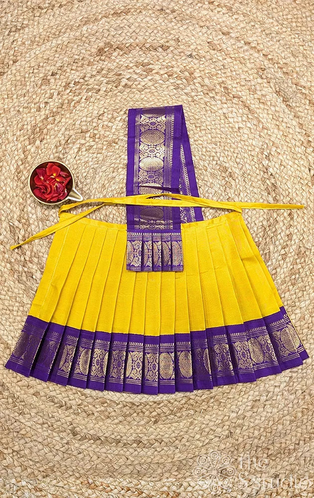 Yellow with violet getti border 10 Inch goddess vasthram