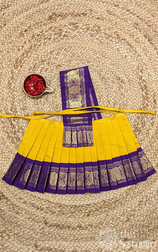 Yellow with violet getti border 8 Inch goddess vasthram