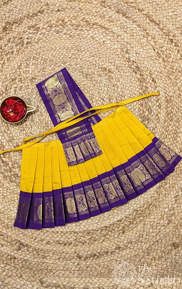 Yellow with violet getti border 8 Inch goddess vasthram
