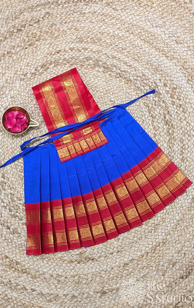 Royal blue with red rettaipet border 10 Inch goddess vasthram