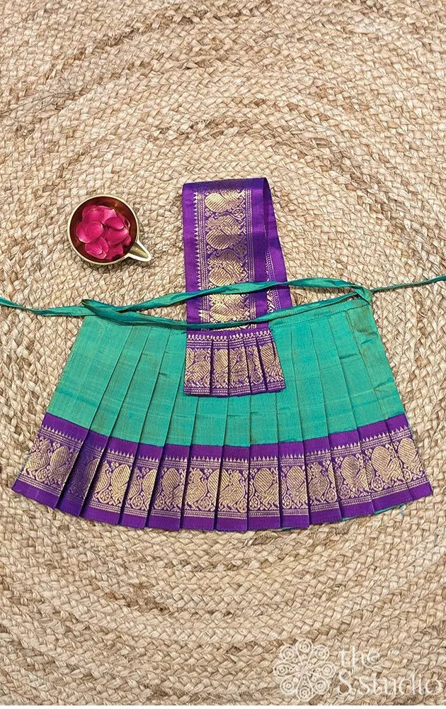 Sea green with purple getti border 8 Inch goddess vasthram