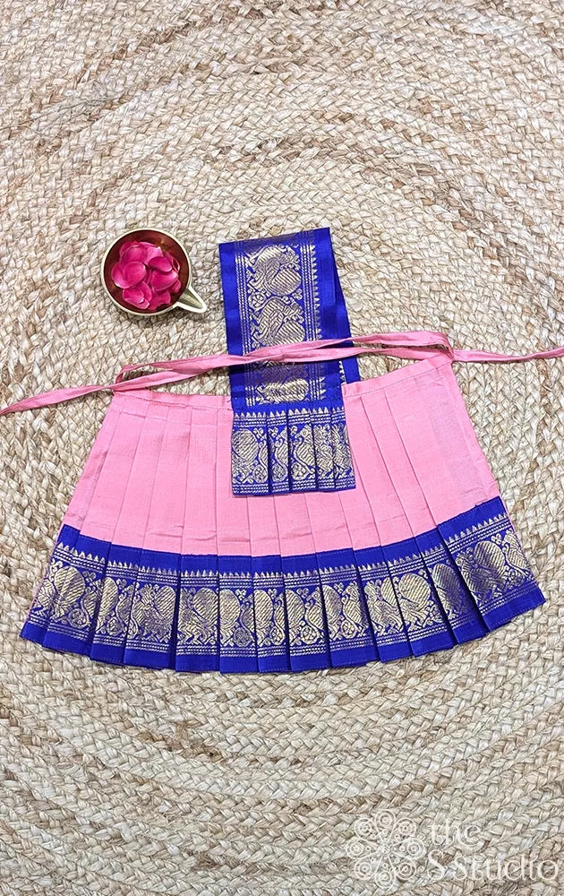 Lotus pink with blue getti border 8 Inch goddess vasthram