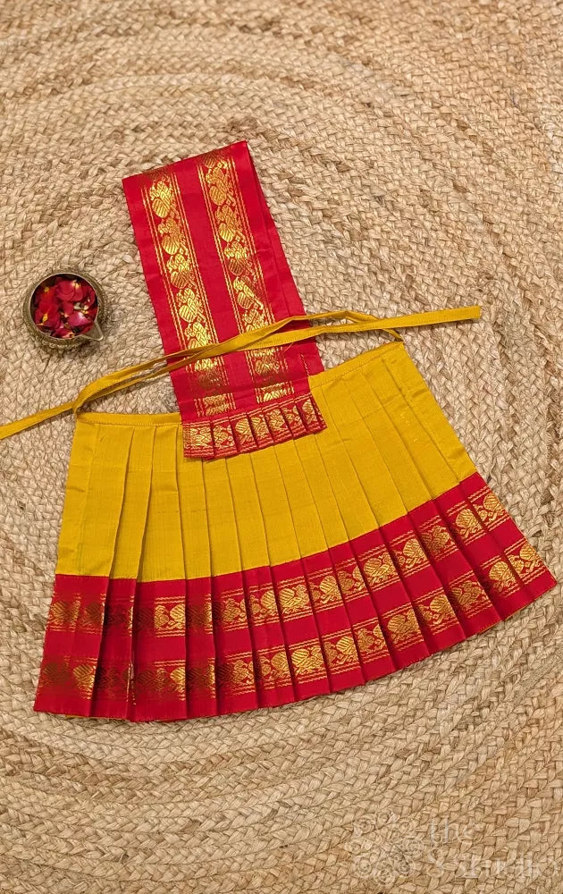 Yellow 10 Inch goddess vasthram with red rettaipet border