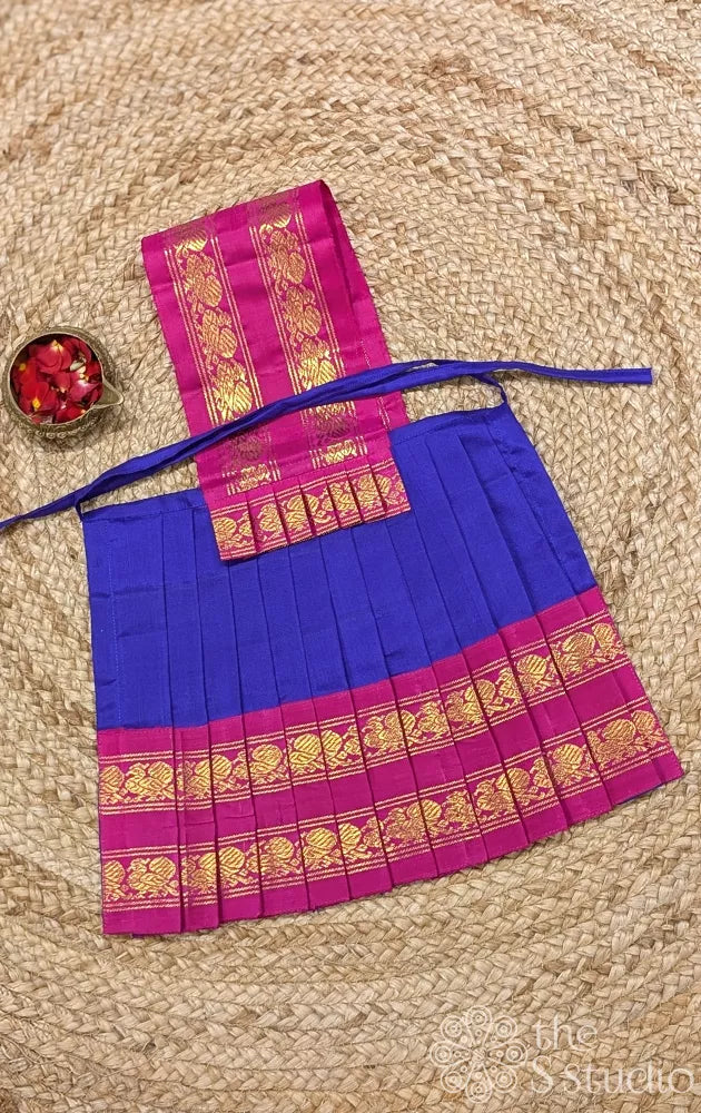 Royal blue 10 Inch goddess vasthram with pink rettaipet border