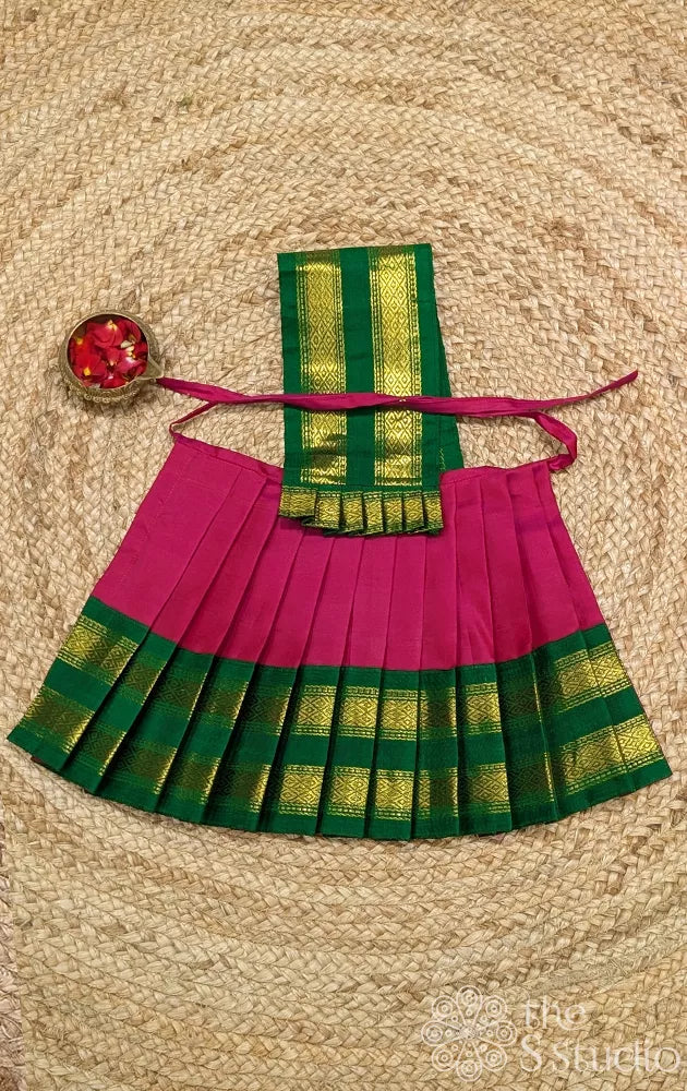 Reddish maroon 10 Inch goddess vasthram with green rettaipet border
