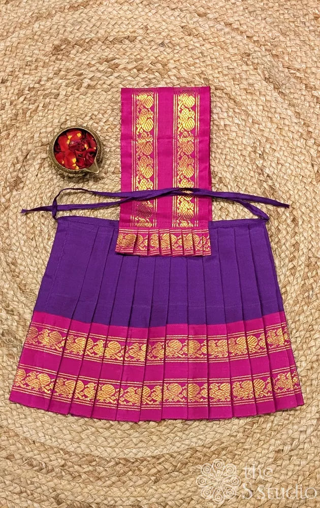 Violet 10 Inch goddess vasthram with rani pink rettaipet border 