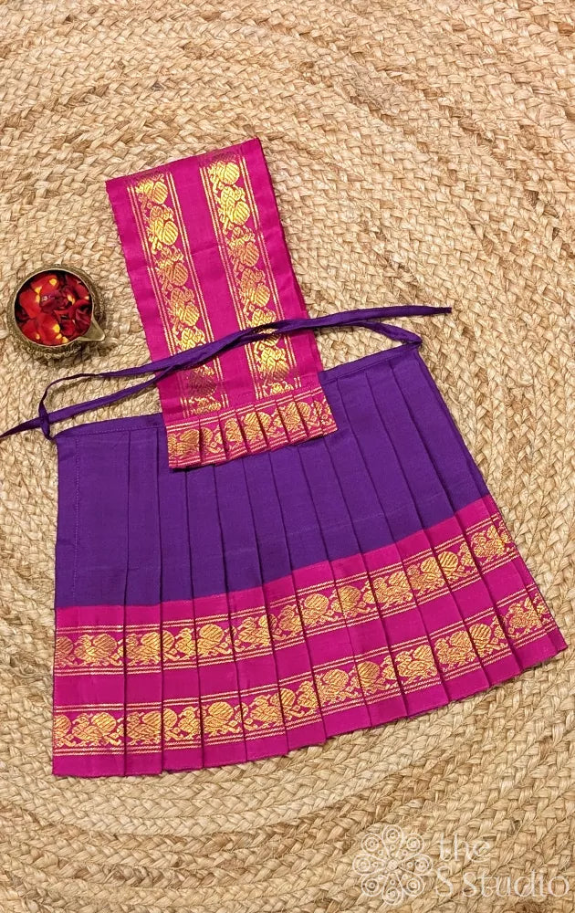 Violet 10 Inch goddess vasthram with rani pink rettaipet border
