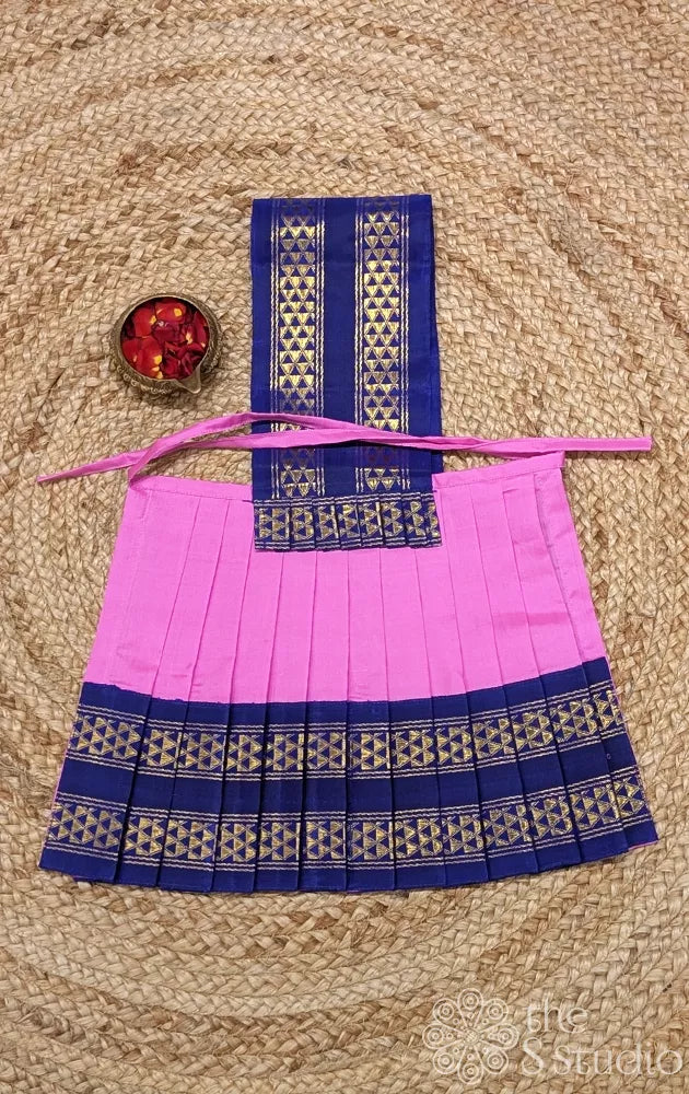 Light pink 10 Inch goddess vasthram with navy blue rettaipet border