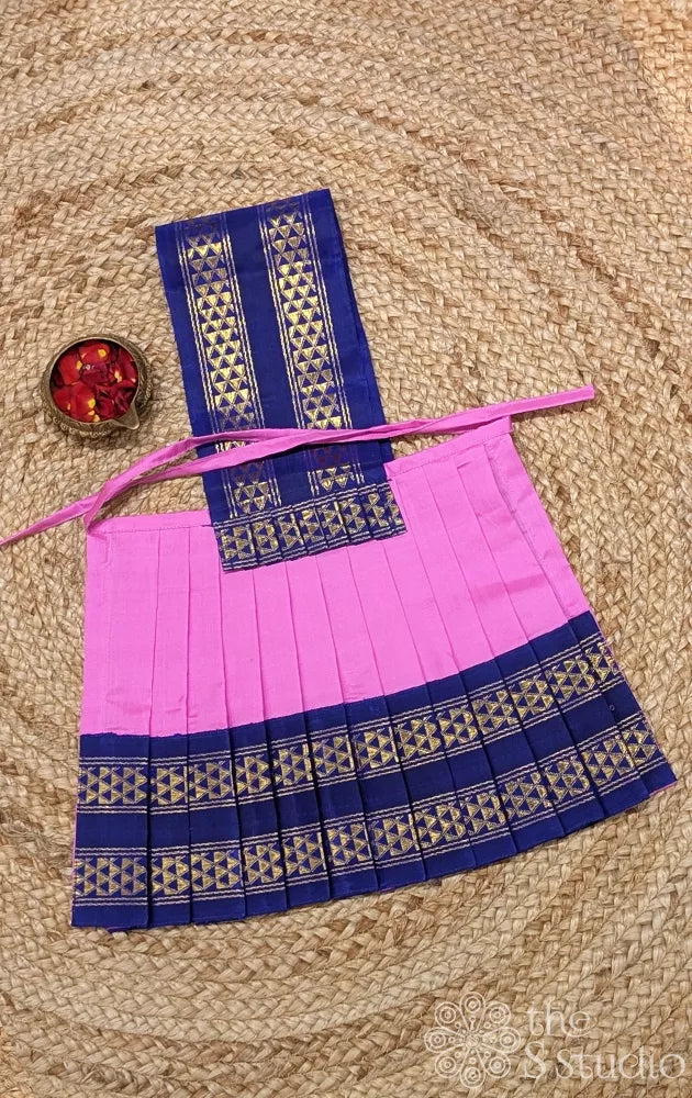 Light pink 10 Inch goddess vasthram with navy blue rettaipet border