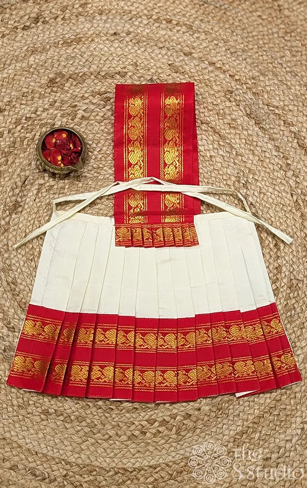 Off white 10 Inch goddess vasthram with red rettaipet border