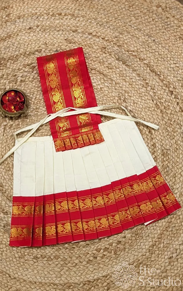 Off white 10 Inch goddess vasthram with red rettaipet border