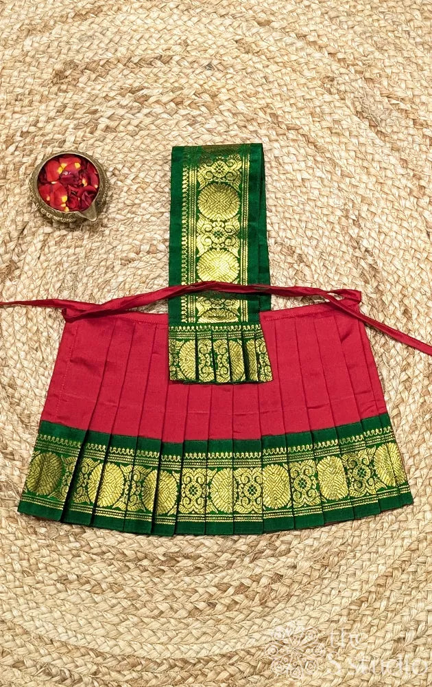 Red 8 Inch goddess vasthram with green getti zari border