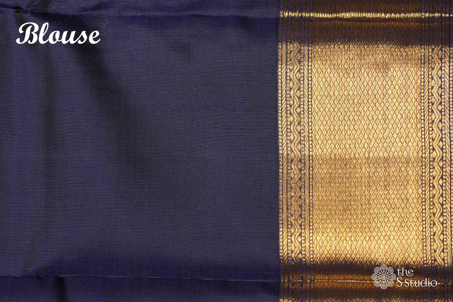 blue kanchipuram silk saree with meenakari buttas