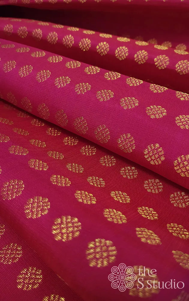 Rani pink kanchi silk blouse material with round motifs