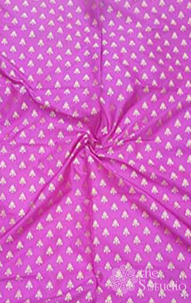 purple semi banares brocade material with small bhuttas