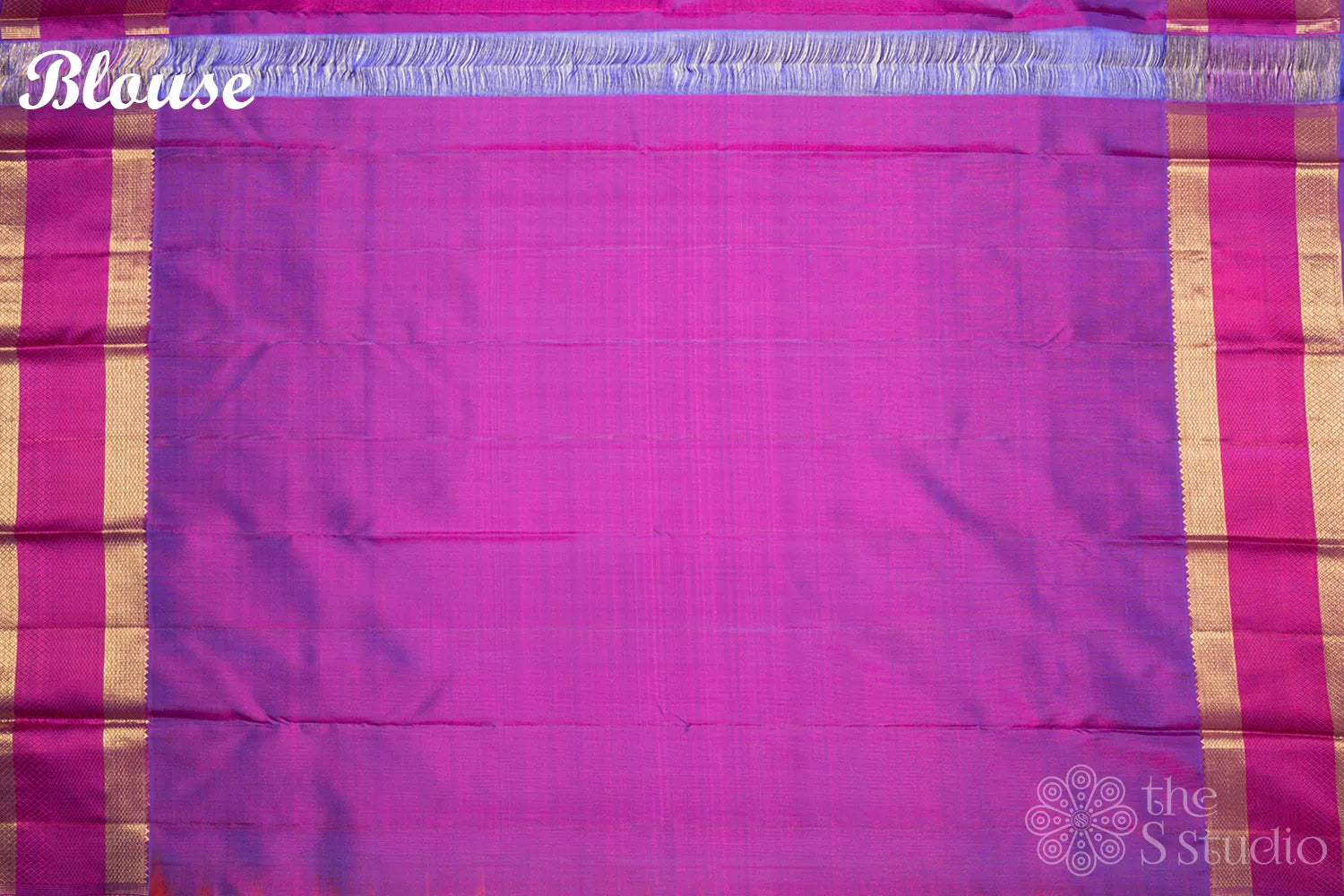 Orange kanchi silk with purple border