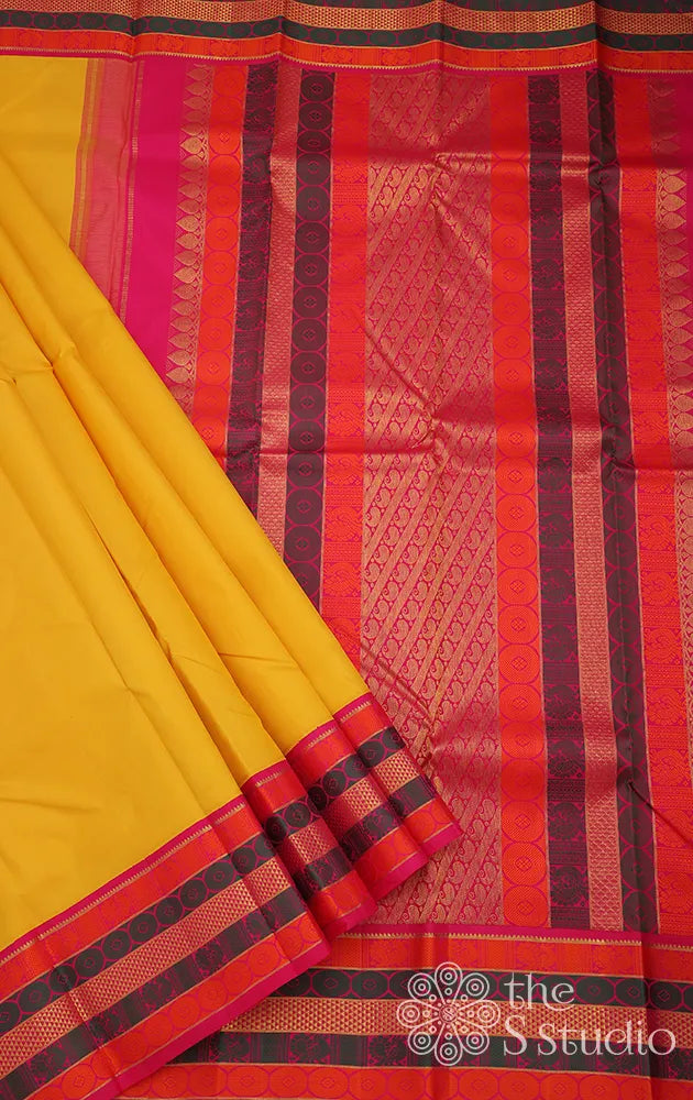 Mango yellow kanchipuram silk saree