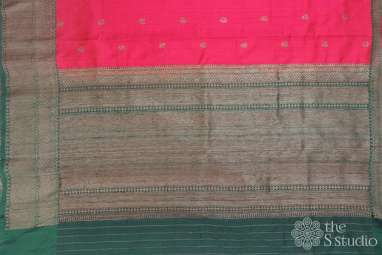 Dual shade pink and rose raw silk banarasi saree