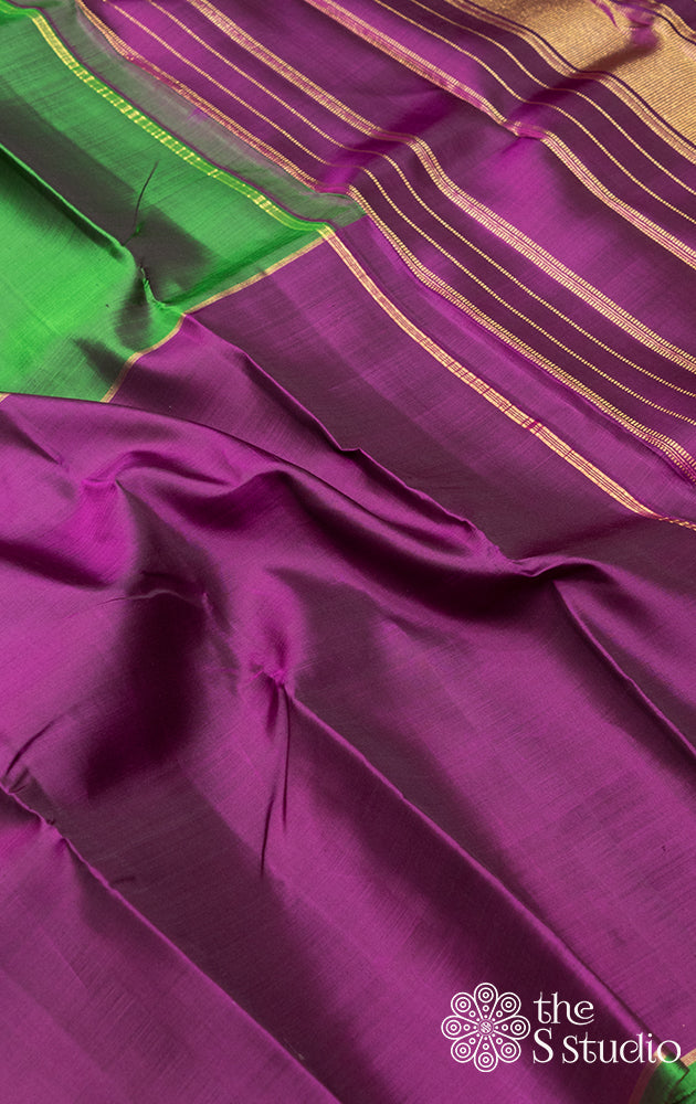 Green and purple kanjivaram saree