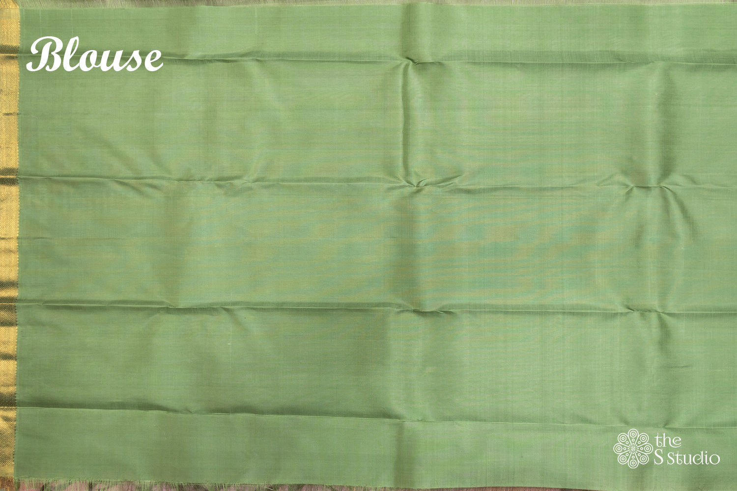 Grey kanchipuram silk saree with green border