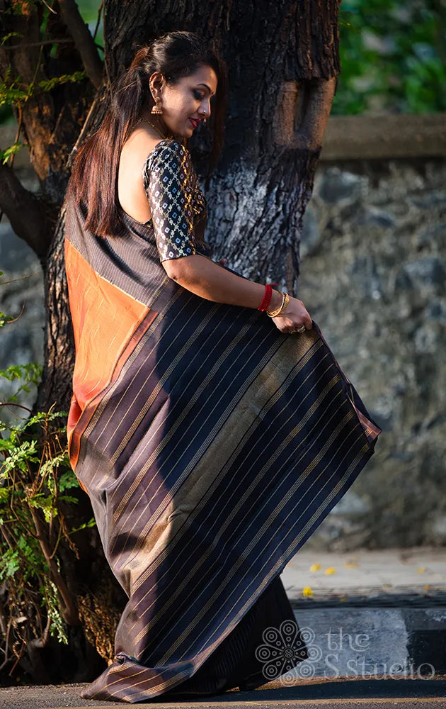 Stripe Pattern Banarasi Silk Saree | RSS03