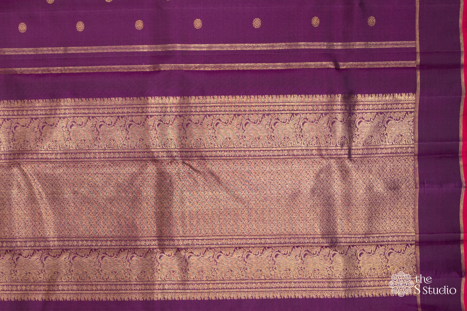 Purple kanchi silk saree with border