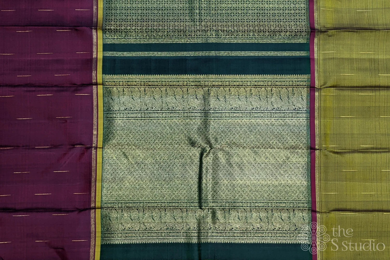 Green mubbagam kanjivaram silk saree