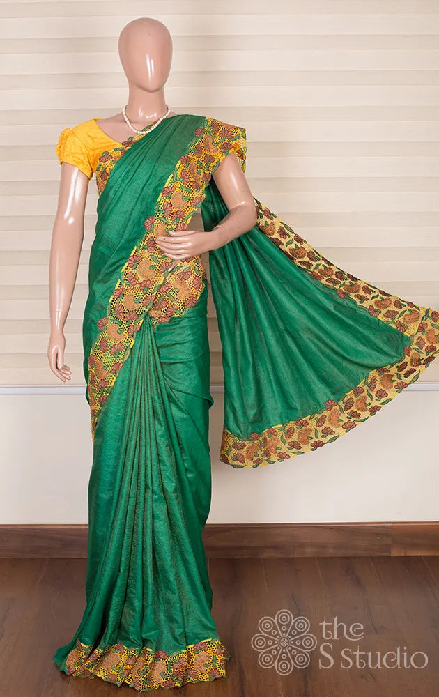 Pure Georgette Multi Thread Sequins Work And Cutwork Border saree for –  www.soosi.co.in