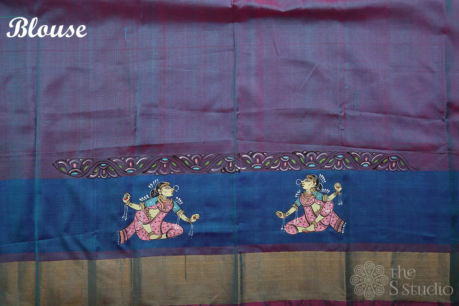 Hand painted pattachitra silk rama green silk saree