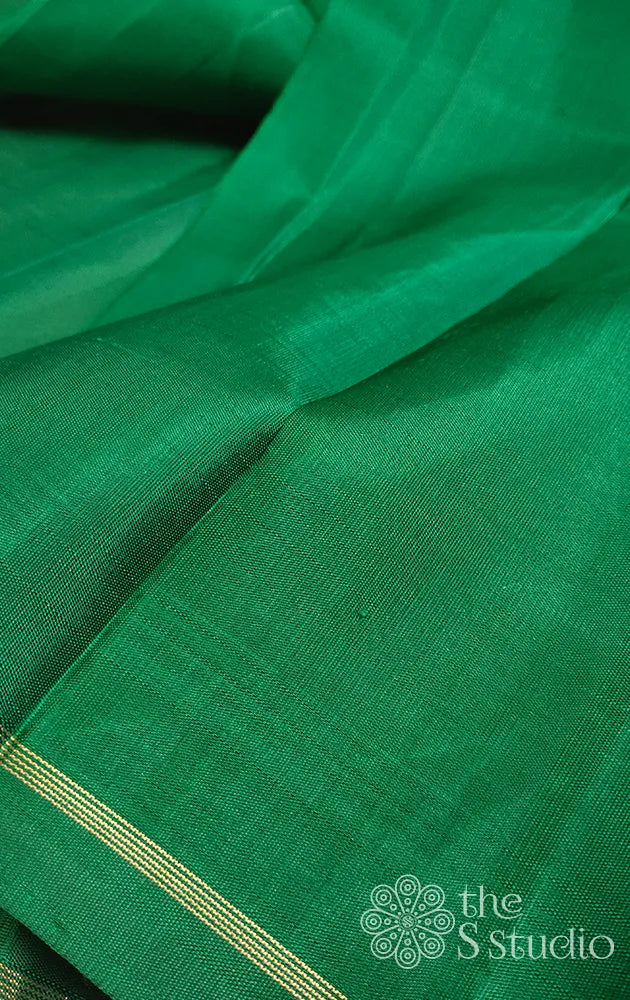 Green Kanchi Silk Plain Blouse Material