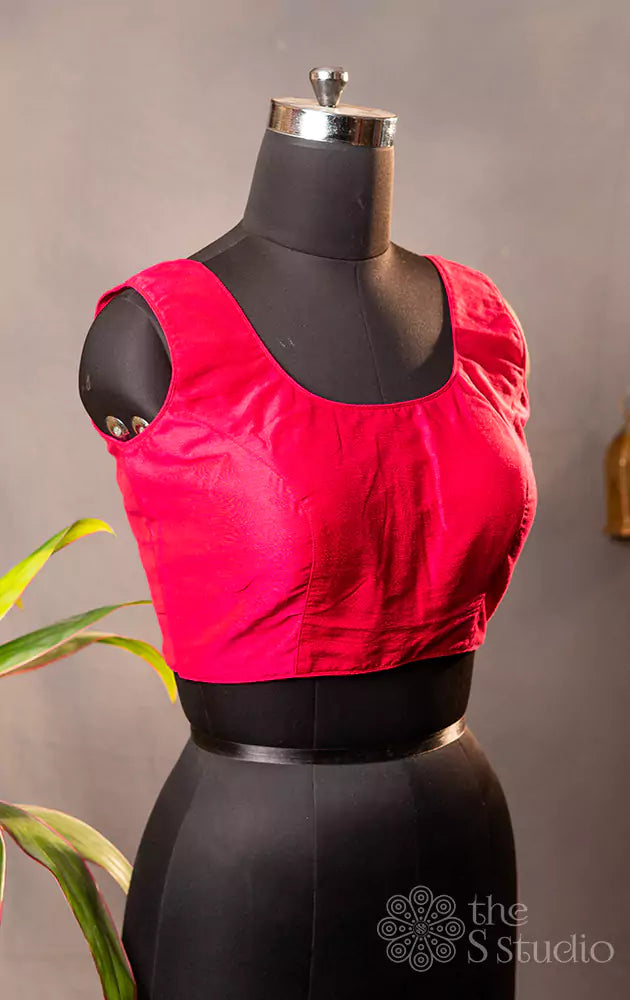 Rani pink sleeveless cotton readymade blouse 