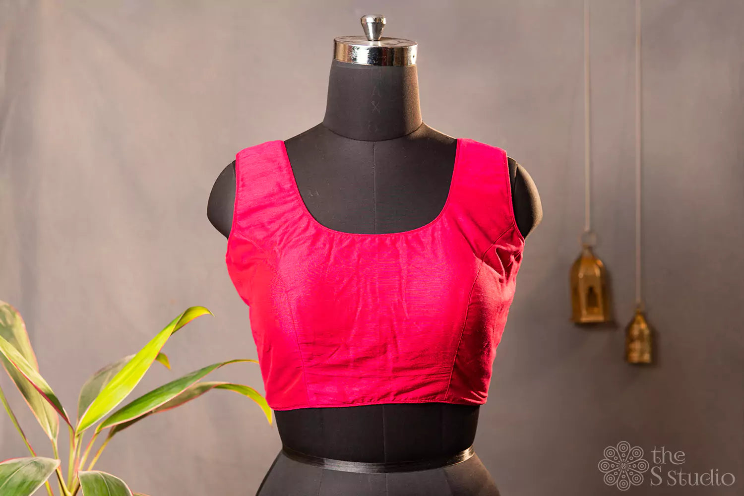 Rani pink sleeveless cotton readymade blouse